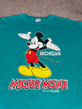 Load image into Gallery viewer, Mickey Mouse T Shirt XL Vintage Velva Sheen Striped Michigan Cartoons
