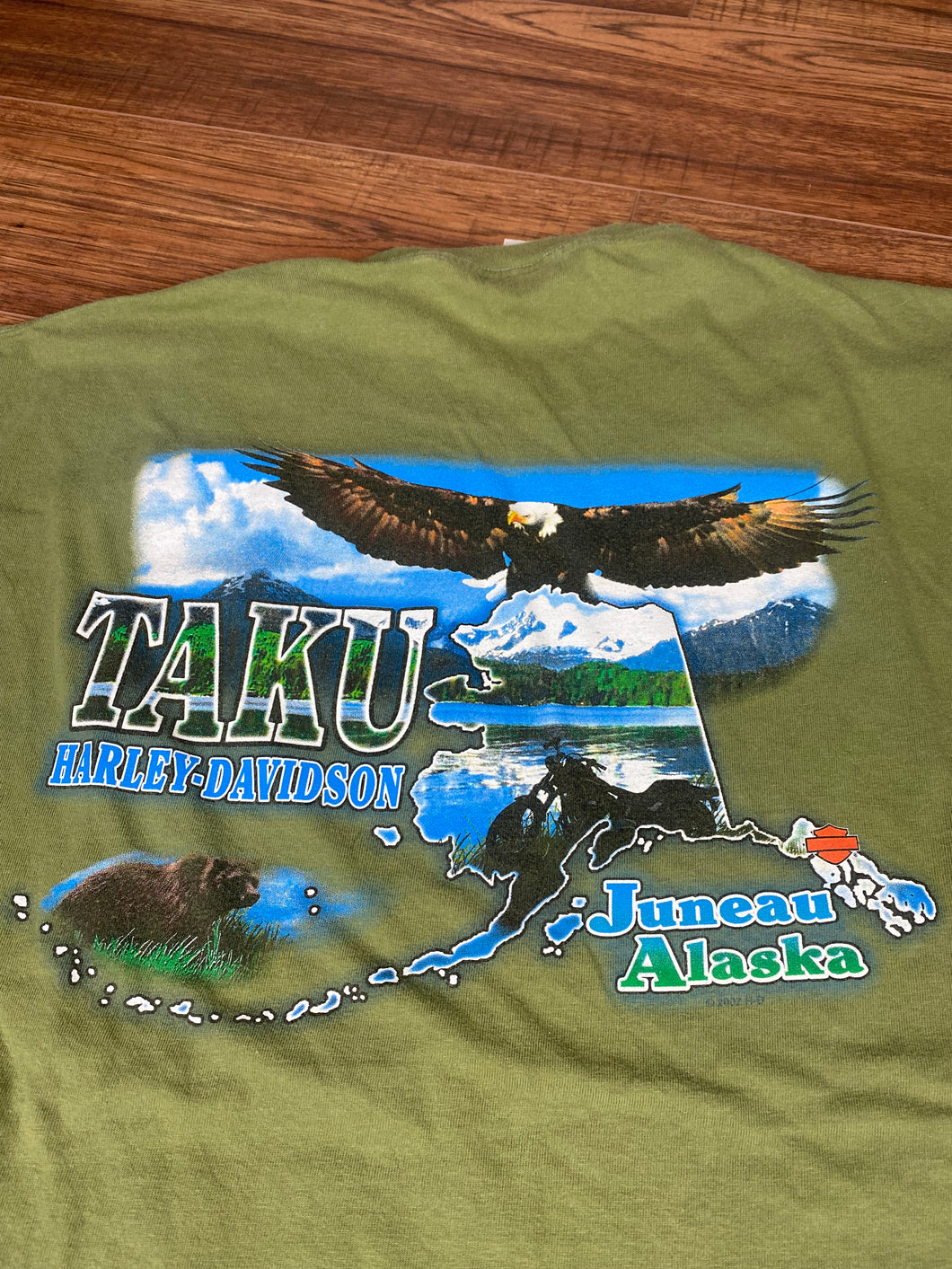 Harley Davidson T Shirt XL Alaska Nature Eagle Motorcycles