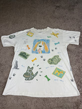 Load image into Gallery viewer, Dog T Shirt Large Vintage 90s Novelty All Over Print Animals Nature
