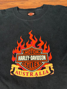 Harley Davidson T Shirt 3XL Vintage Y2K Flames Longsleeve Australia Biker