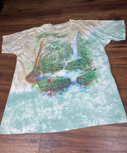 Nature T Shirt XL Vintage Liquid Blue Tie Dye