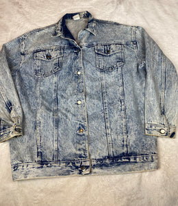 Vintage Jean Jacket XL Sears Acid Wash Denim